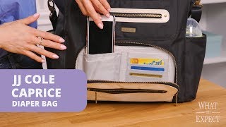 jj cole caprice nappy bag grey heather