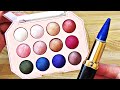 Slime Coloring with Makeup! Mixing Circle Eyeshadow Palette & Blue Lipstick into Clear Slime!