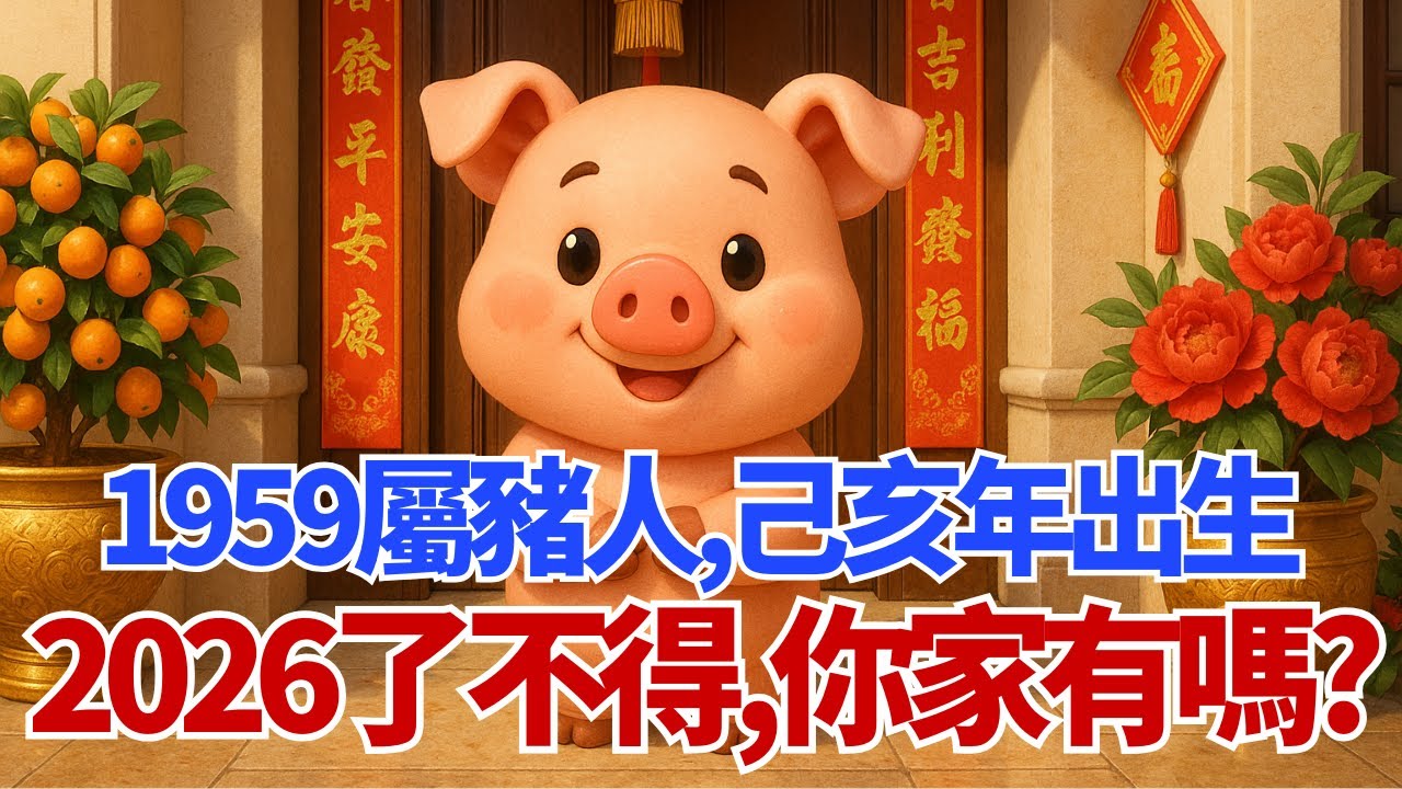 1959年屬豬人，己亥年出生，木豬之命，2026年「了不得」！你家有嗎？#1959年屬豬 #2026年屬豬運勢 #生肖豬 #屬豬人 #己亥豬 #生肖豬運程 #財運 #健康運 #家庭運 #屬豬性格