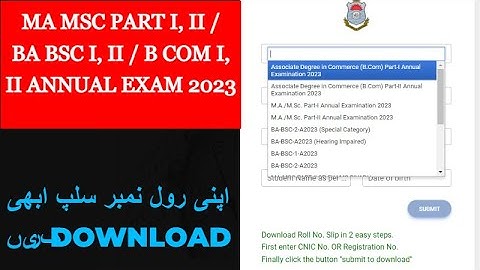 Punjab University Roll No Slip Annual Exam 2023 | MA MSc Roll No Slip | BA BSc B Com Roll No Slip