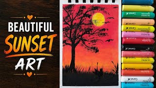 Beginner ho? Ye try karo 🎨 5 minute me magic sunset. Full making process 