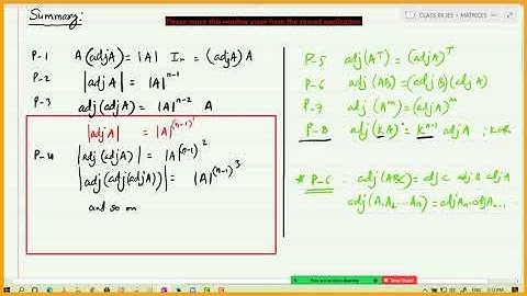 LEC-9: MATRICES | TRICKS TO LEARN PROPERTIES OF ADJOINT