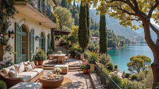 Serene Hillside Villa Jazz ☕ Soft Jazz with Terrace Tea and Calm Lake Views