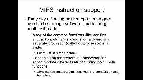 CS47: Lecture 21, Part 4 (MIPS Support For Floating Point)
