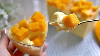 Only 3 Ingredient! Melt in the Mouth! No Gelatin! No Bake ! Mango Dessert ❤ 只需3种材料就可以做出入口即化的芒果甜品