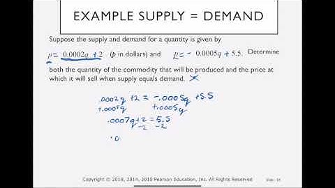 Finite Math Section 1.3 Supply and Demand Solved