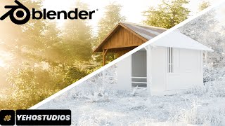 Realistic Forest Cabin Landscape - Blender Tutorial