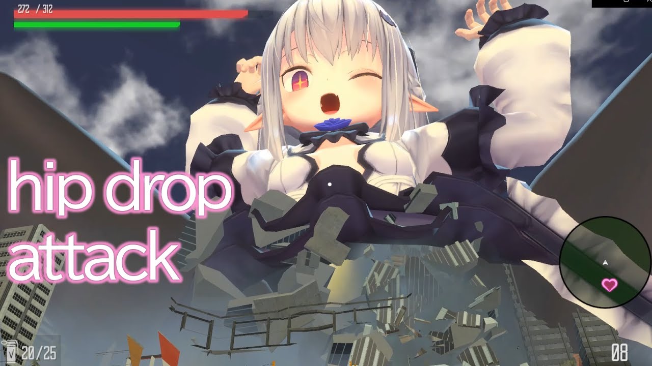 【巨大娘】９月のゲーム配布！　＆ヒップドロップ攻撃実装【地球防衛軍風ゲーム制作】【giantess】