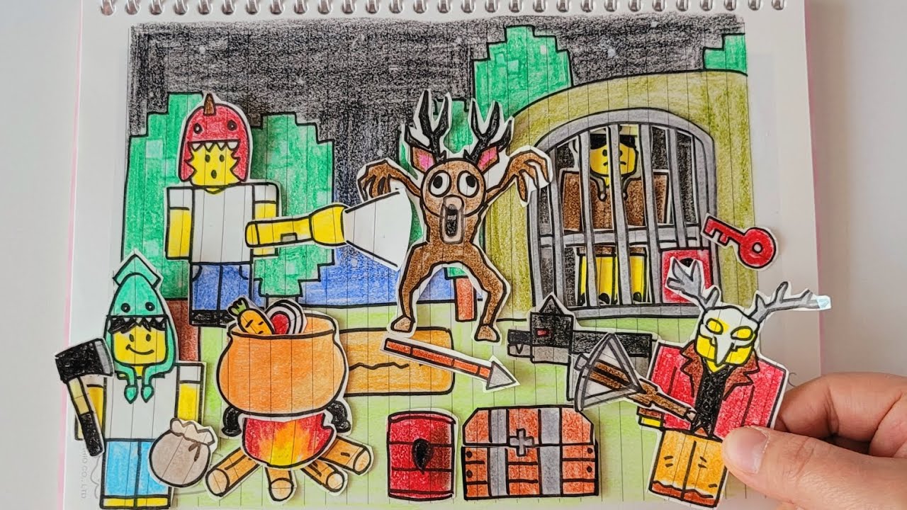 🎀paperdiy🎀 Roblox 99 Nights in the Forest 🦌 로블록스 99 야간 숲 종이놀이