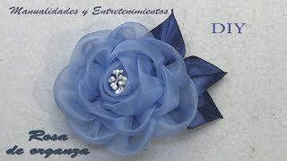 DIY   Flor Facil Rosa de Organza    Manualidades y Entretenimientos