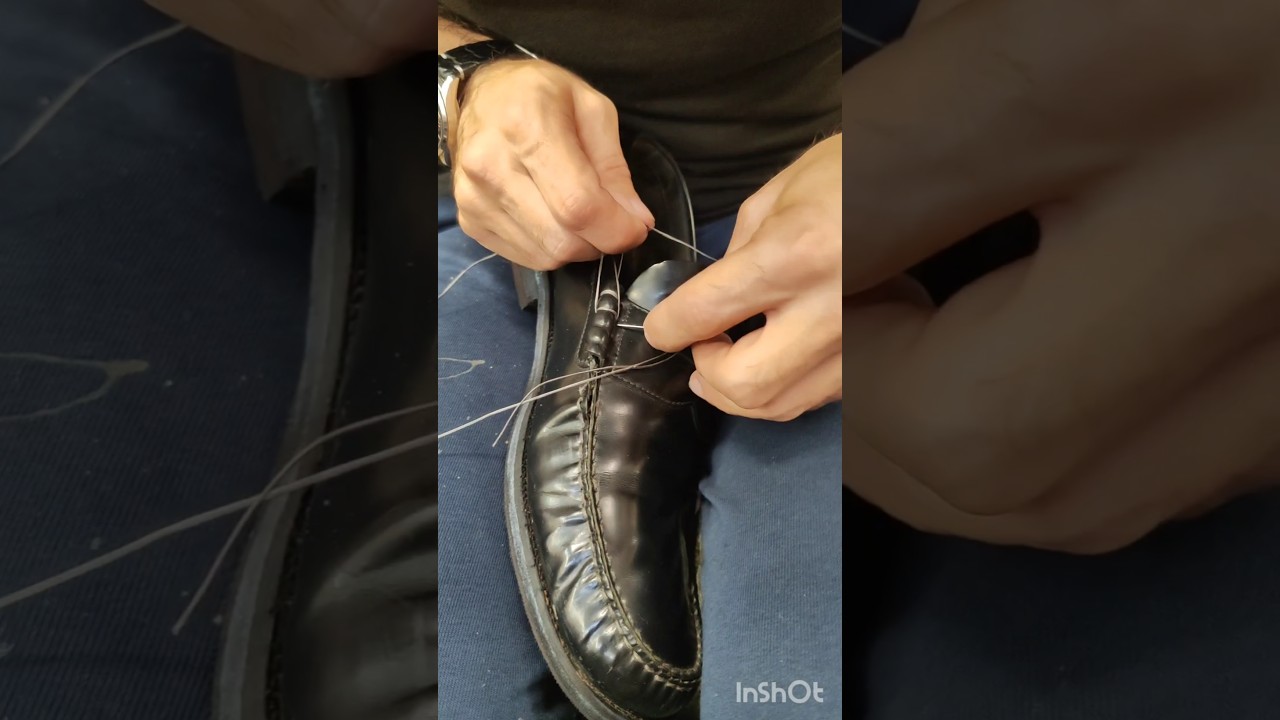 Макасины Loake, замена нити и укрепление разрывов