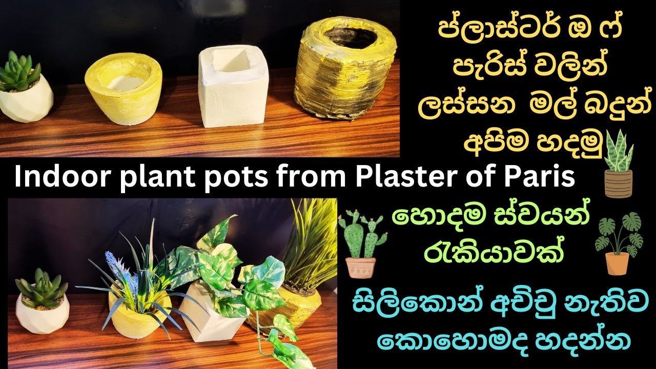🪴Indoor plant pots from Plaster of Paris/Plaster of Paris craft/Plaster of Paris Art/Athkam nirmana