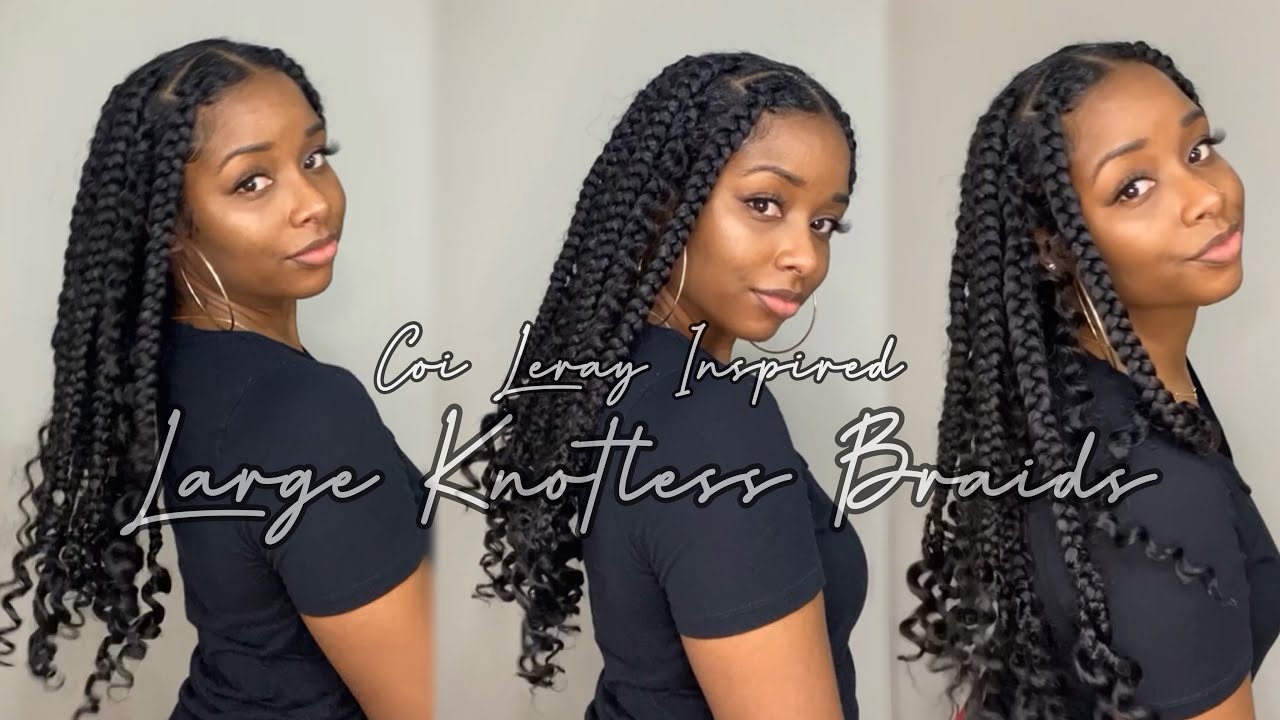 Coi Leray Inspired Large Boho Knotless Goddess Braids w/ Curly Ends ...