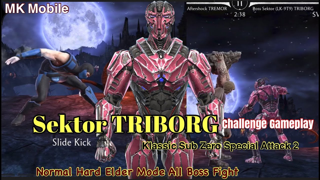 MK Mobile Sektor TRIBORG Challenge Normal Hard Elder Boss Fight | Klassic Sub Zero Special Attack 2
