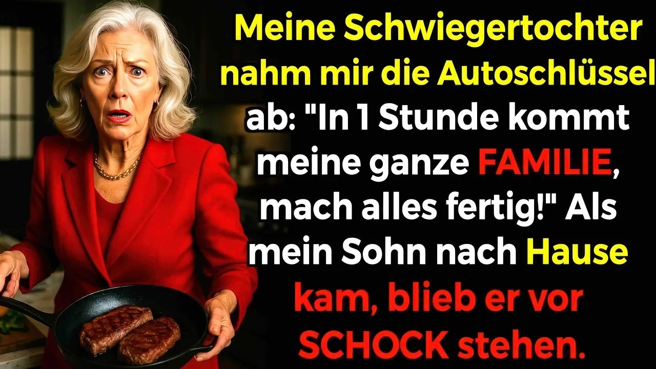 „Du gehst nirgendwohin. Schnell putz alles und brat die Steaks für 15 Personen.“ Mit diesen Worten riss mir meine Schwiegertochter Sandra die Autoschlüssel aus der Hand, sperrte mich in meinem...