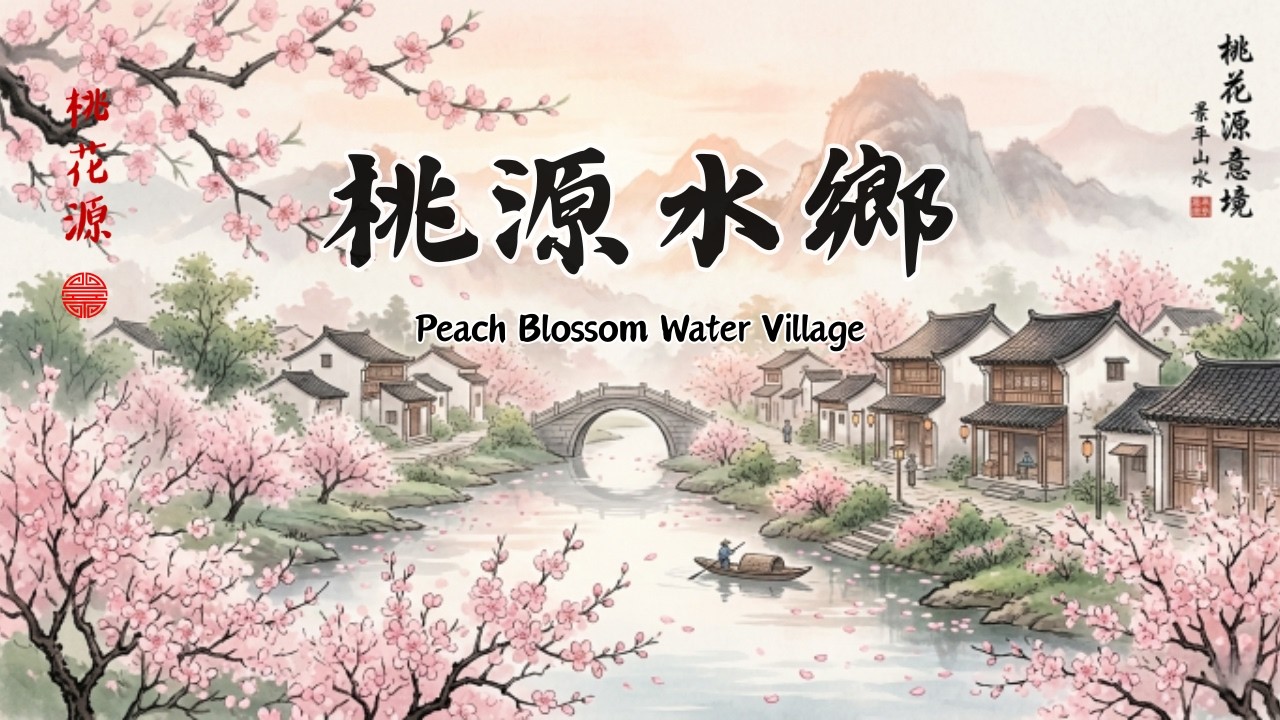 傳統中國風音樂 🌸桃源水鄉 (Peach Blossom Water Village) | 1 Hour Chinese Zen Music | 舒壓、靜心、品茗必聽 🍂 超好聽的竹笛與古箏演奏