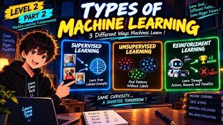 Types of Machine Learning 🤖 Supervised vs Unsupervised vs Reinforcement | Level 2 – Part 2
