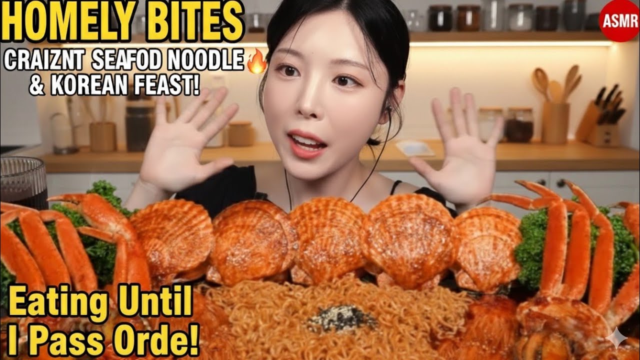 ASMR SEAFOOD MUKBANG 🦀 Giant Scallops & King Crab Legs | Homely Bites Special#mukbang #asmr 