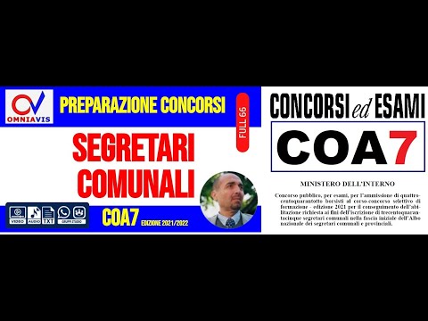 SEGRETARI COMUNALI - corso di preparazione per il COA7 edizione 2021/2022 (11/11/2021)