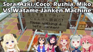 Miko, Sora, Azki, Rushia, And Coco Playing Tsunomaki Watame Janken Machine 【Hololive English Sub】