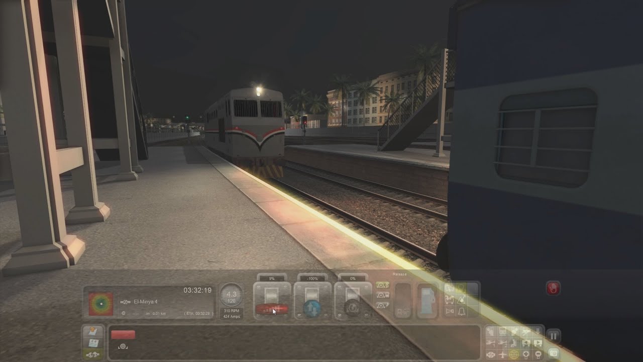 متعة القيادة ليلأ داخل كابينة الهانشيل من المنيا الي سمالوط -  Train Simulator Egypt