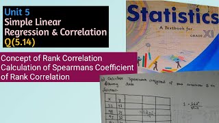 Ist Year Stats Unit 5 Q(5.18)||Rank Correlation|| Problem of Spearman's Rank Correlation Coefficient