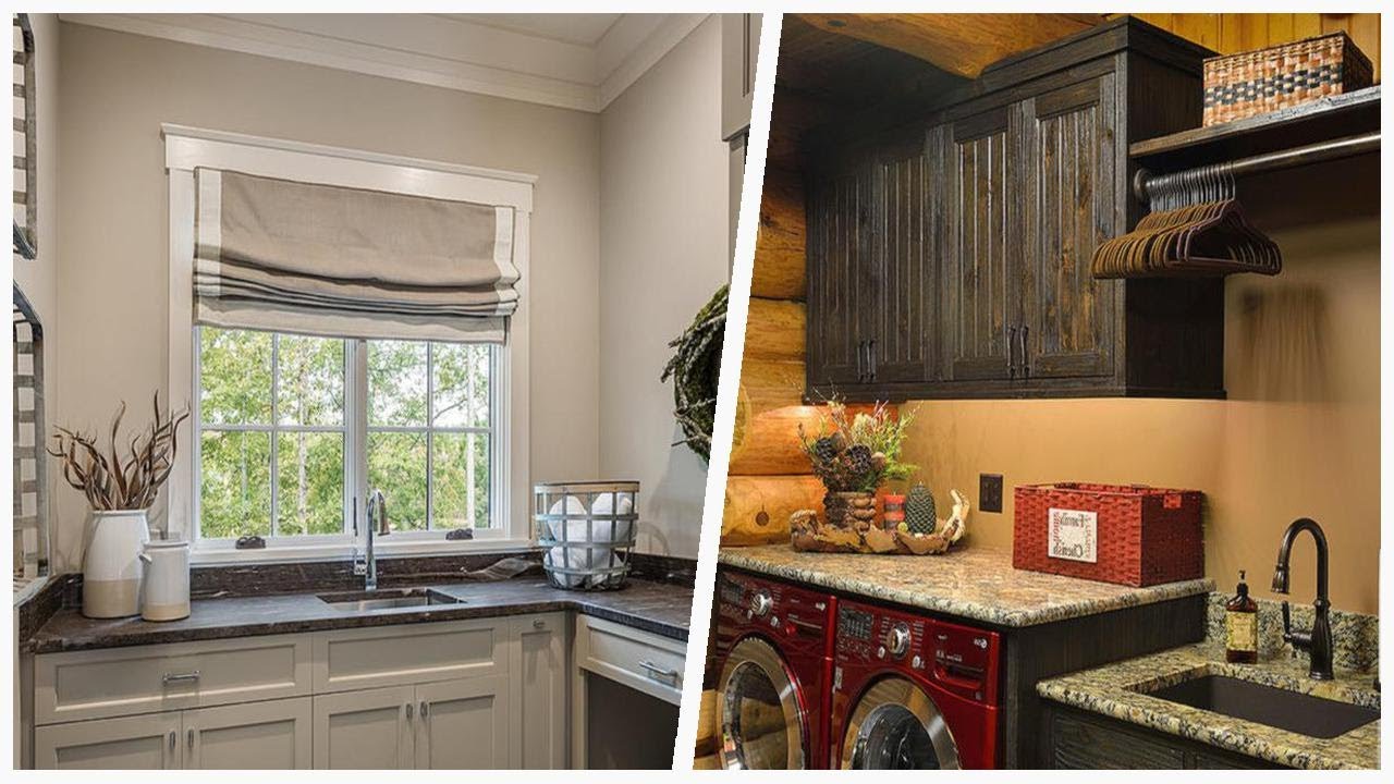 75 Rustic Brown Laundry Room Design ♡ - YouTube