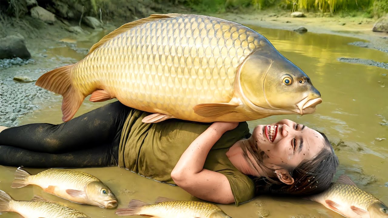 Catching a 200kg+ Monster Carp & Giant Catfish by  Hand to Sell at the Market, Cooking Fish Dishes