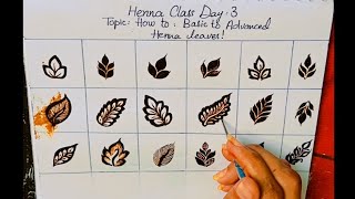 Henna Classes DAY-4 | How to make leaves in mehandi |Classes by SanaArtist| Henna learn