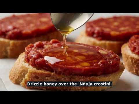 Spicy 'Nduja & Honey Garlic Crostini with Basil recipe video thumbnail
