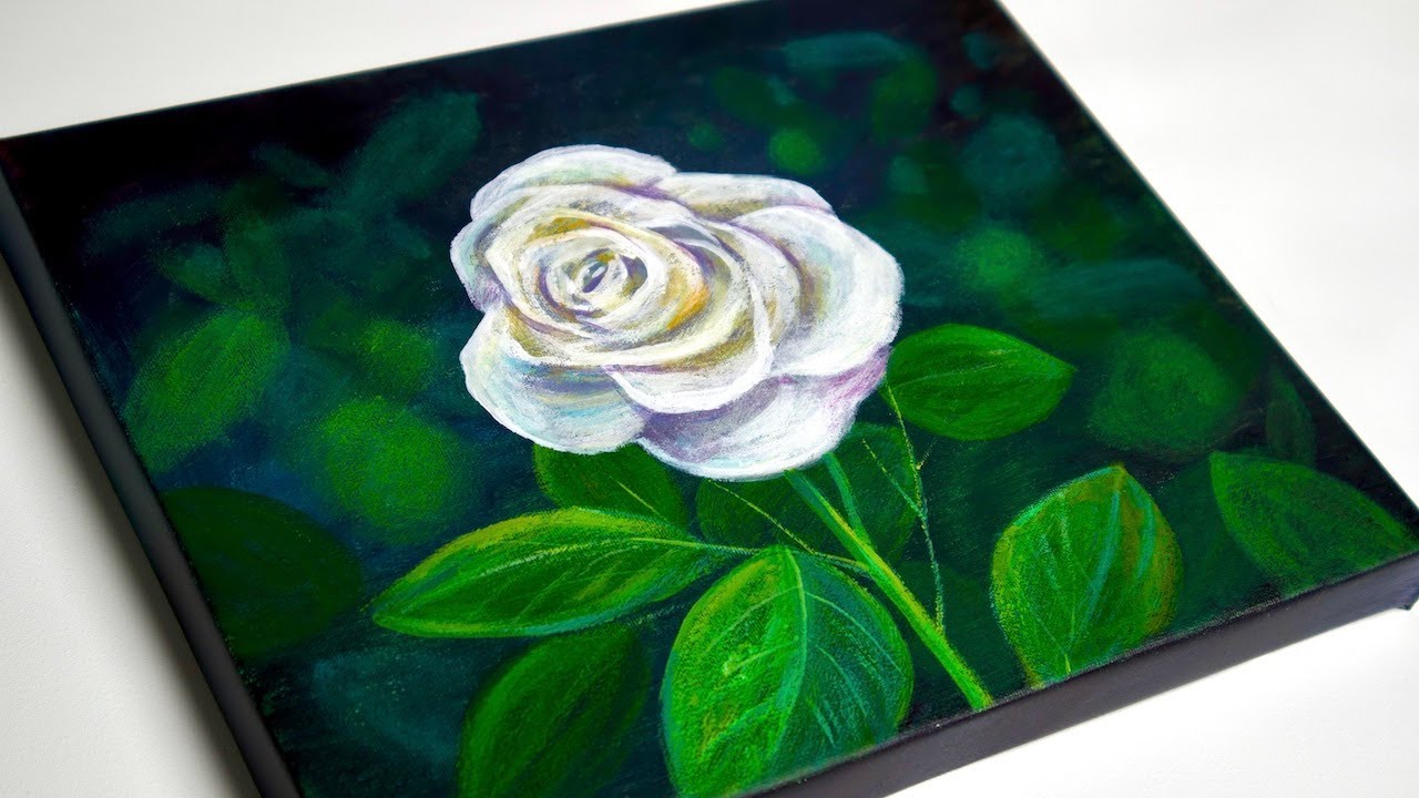 White Rose Acrylic Painting | Painting For Beginners