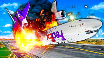 FedEx plane crashes UPSIDE DOWN during Landing in GTA 5!
