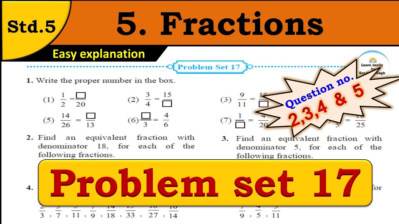 Problem set 17 | Fraction | Chapter 5 | 5th standard | Maths - YouTube
