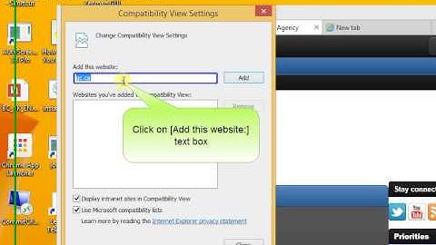 how to add web site to compatible view list in Internet Explorer 10 and 11