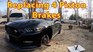 Installing the Front Brake and Rotors on 2017 GT Mustang with 4 Piston Brakes!