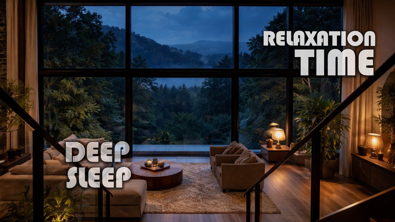 Heavy Rain in a Cozy Wooden Cabin Bedroom 🌧️ | Forest & Lake View ASMR for Deep Sleep