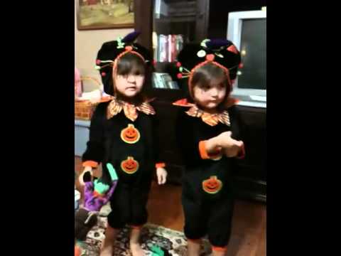 Emi and Ava practicing for Halloween 2010 Take 2