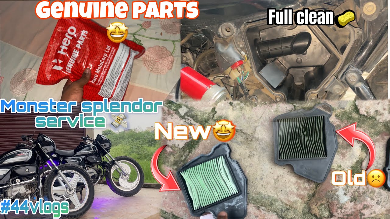 Monster splendor service🛠️ | genuine parts😎 | full vlog watch 🙌 ️‍🔥 # ...