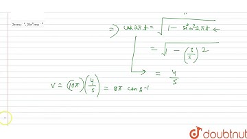 The equation for the displacement of a particle executing `SHM` is `y = 5 sin (2pit)cm`.