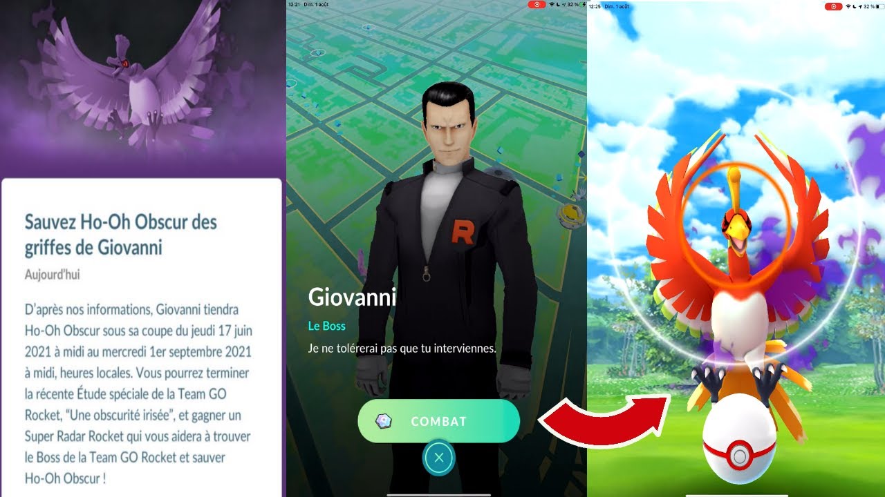 Combattre Giovanni (Ho Oh obscur) Pokemon Go YouTube