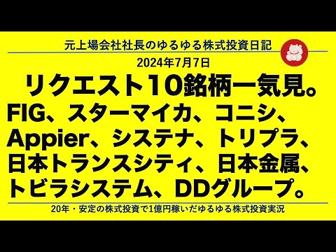 FIG、スターマイカ、コニシ、Appier、システナ、トリプラ、日本トランスシティ、日本金属、トビラシステム、DDグループ。
