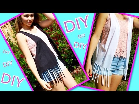 DIY Clothes ♥ Fringe Vest From T-Shirt ♥ For Summer!