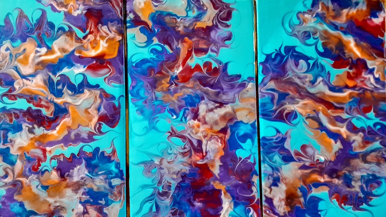 55 How to do a Wrecked Dutch Pour Triptych on 3 TilesVenom fluid art