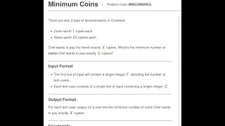 Minimum Coins Problem Code: MINCOINSREQ