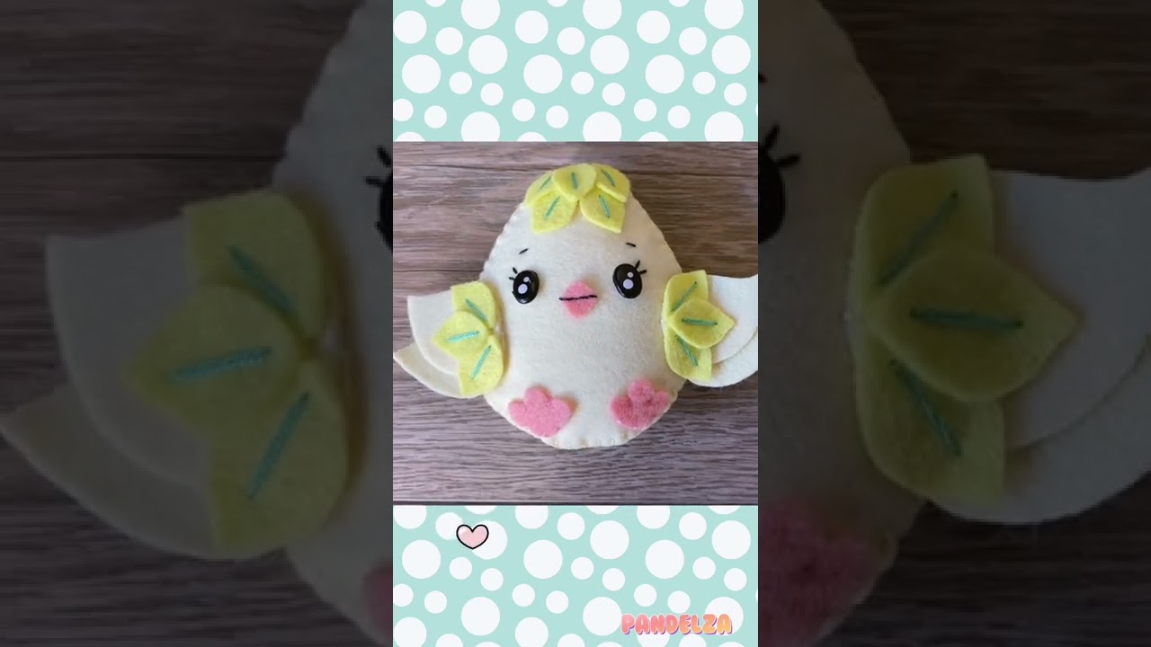 Easter chick felt stuffed doll ornament/decorations. DIY hand sewing Easter plushie toy pattern.