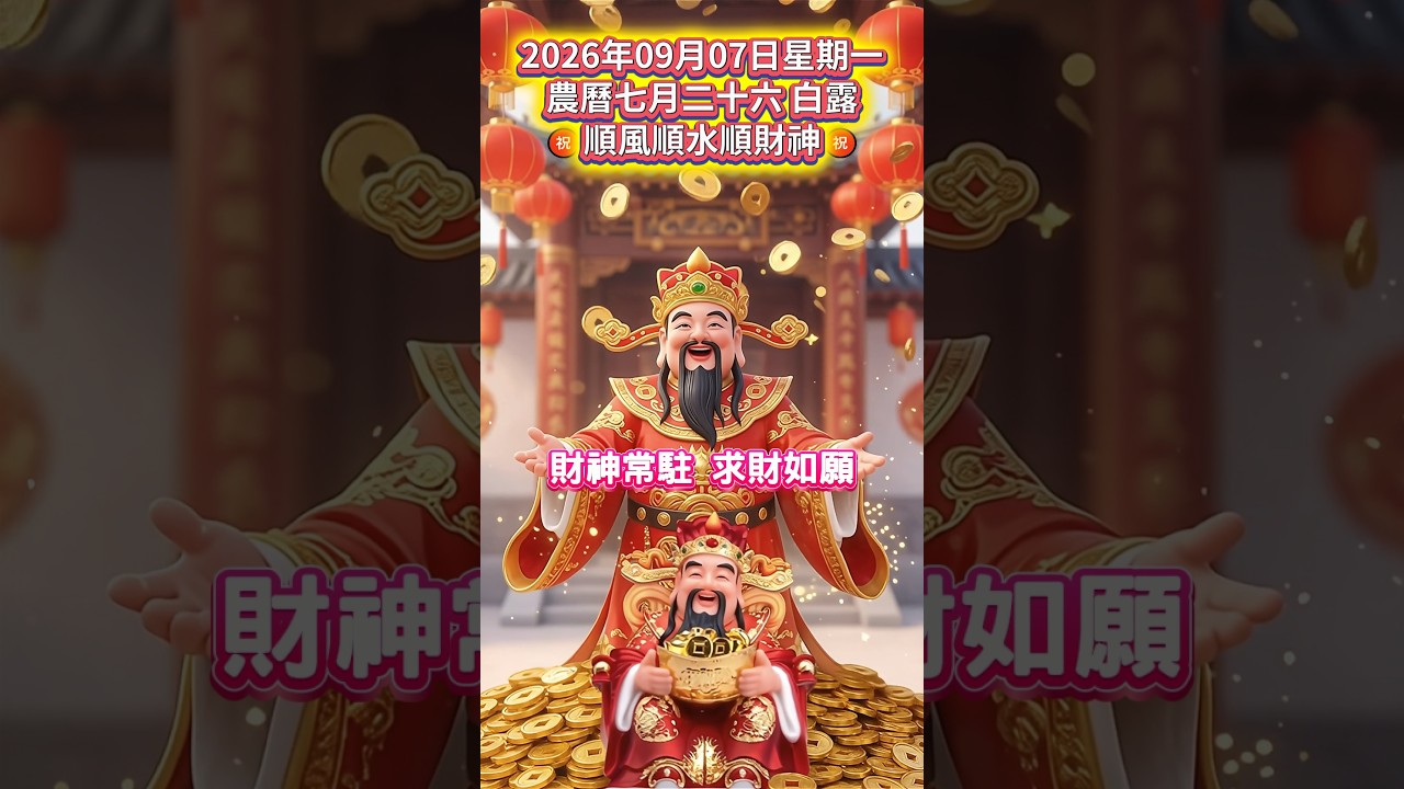 #早安朋友🙏農曆七月二十六,也是二十四節氣白露,六六大順吉祥好運日,更是七星高照吉祥日🙏接福接財接好運,快接住這波五路財神賜福的超級財運❤️願你順風順水順財神,福氣滿滿發大財🙌#祝福 #早安 #正能量 縮圖