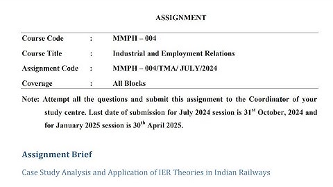 IGNOU MMPH - 004 Solved Assignment July 24 Jan 2025 PDF | MBA | Industrial and Employment Relations