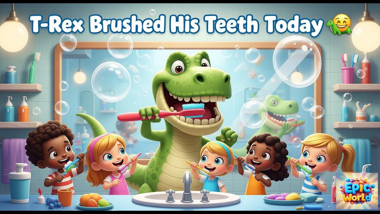 T-Rex Brushed His Teeth Today ? | Fun Dinosaur Toothbrush Song 