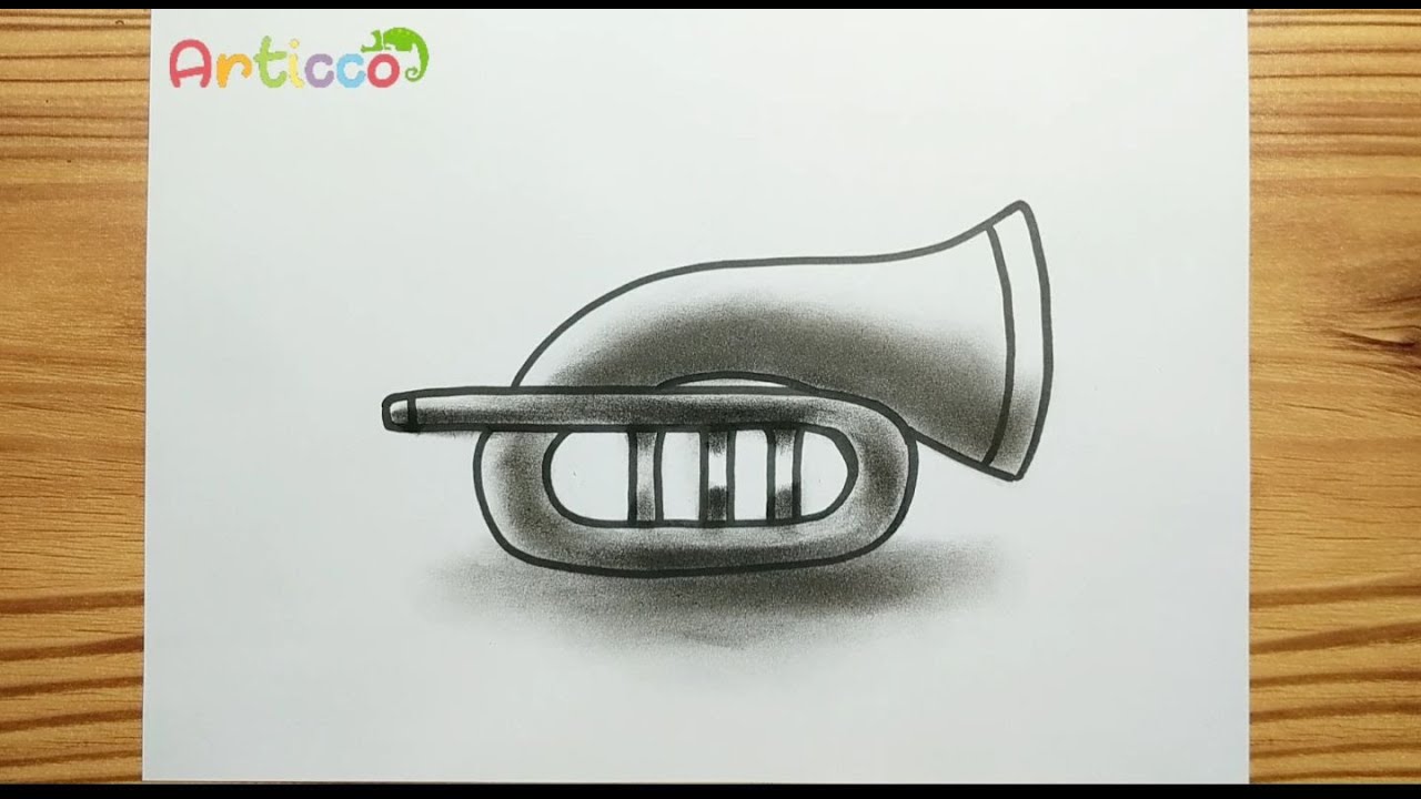 HOW TO DRAW SIMPLE REALISTIC TRUMPET YouTube