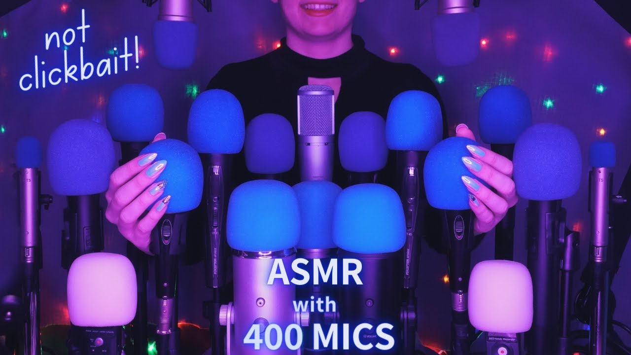 ASMR with 400 MICS!😮🎤 Different Mic Covers & Nails 💙 Mic Scratching ...